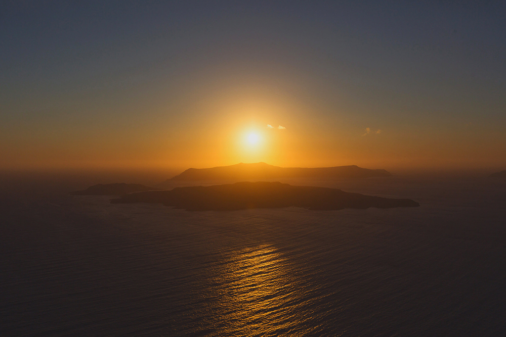 Santorini volcano sunset
