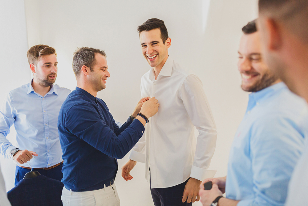 Preparation of groom in Santorini 