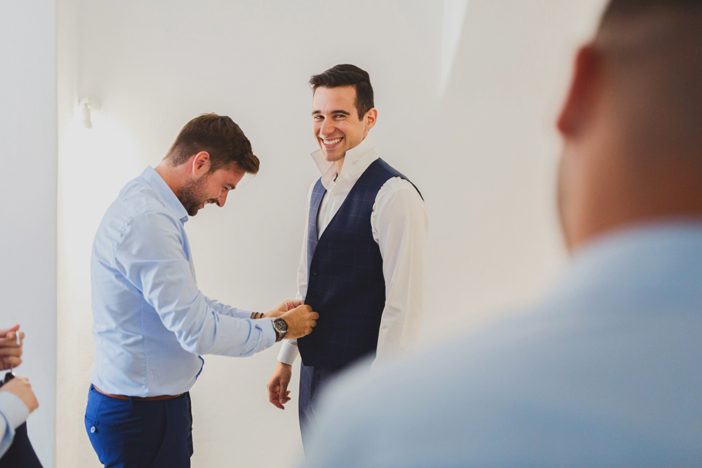 Preparation of groom in Santorini 